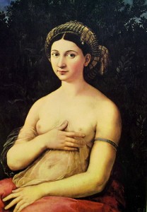 Raffaello Sanzio: La fornarina, Roma Galleria Borghese (cm. 60).
